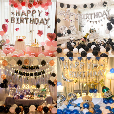 Internet Celebrity Birthday Decoration Happy Party Balloon Scene Layout Background Wall Boyfriend Goddess Decoration Props Supplies