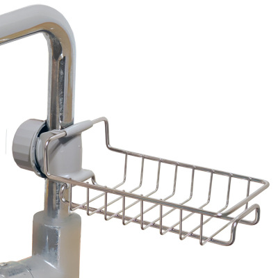 Stainless Steel Faucet Storage Rack Rag Drain Rack Kitchen Bathroom Adjustable Sink Storage Rack