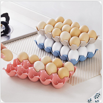 Stackable 15-Grid Egg Storage Box Storage Box Duck Egg Protection Tray Refrigerator Crisper Shatterproof Egg Box