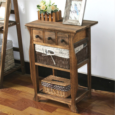 Creative Nordic American Modern Wooden Furniture Hotel Bedroom Bedside Table Storage Cabinet