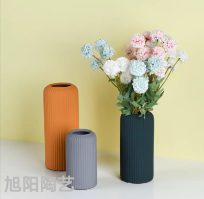 Modern Minimalist Ceramic Vase Morandi Wide Mouth Dried Flower Flower Flower Desktop TV Cabinet Flower Arrangement Decoration