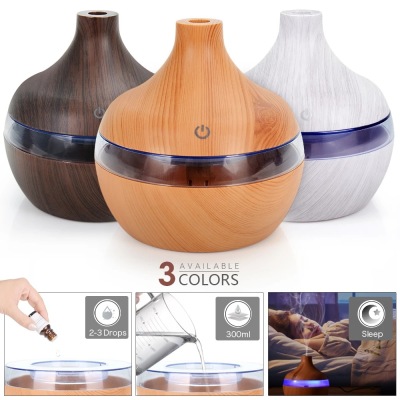 SOURCE Spot Goods 300ml Wood Grain Humidifier Led Colorful Aroma Diffuser USB Water Replenishing Instrument Vehicle-Mounted Home Use Purifier