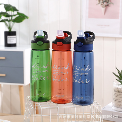 2020 New Sippy Cup Outdoor Fitness Bike Cycling Water Cup Portable Space Cup with Straw Plastic Cup