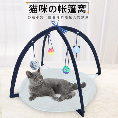 Factory in Stock Amazon New Self-Hi Tent Cat Teaser Toy Interactive Cat Self-Hi Toys 4 Hanging Ball