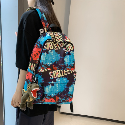 Foreign Trade 2021 School Season Student Schoolbag New Korean Style Fashion Graffiti Large Capacity Hip Hop Couple Backpack