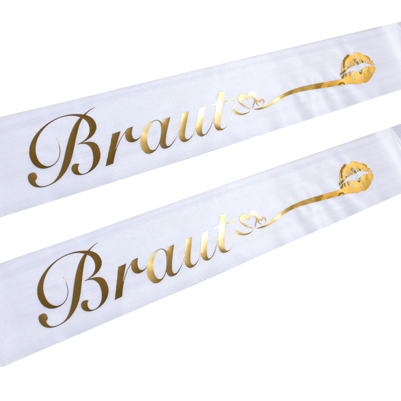 婚礼婚庆派对新娘礼仪带 单身派对肩带 Braut爱心嘴唇肩带