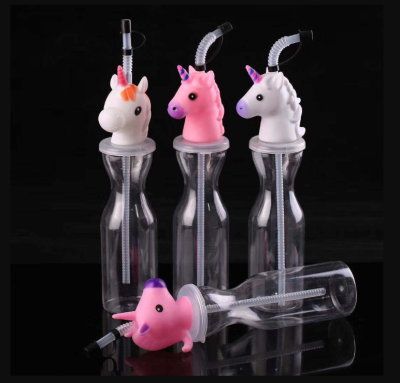 Disposable Animal Cup Plastic Straw Beverage Bottle