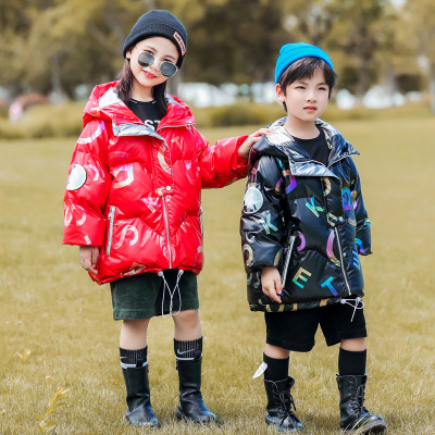 Down Jacket Children's Mid-Length Children's Clothing M Korean-Style Thickened Disposable Gilding down Jacket Coat for Boys and Girls