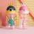 2021 New Lanyard Water Bottle Children's Cute Cartoon Crown Cup with Straw Portable Outdoor Cup Bite No-Spill Cup