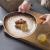 Ceramic Pot King Ceramic Binaural Sushi Plate Dish Cheese Baked Rice for Home Use Dinner Plate Stone Pattern Handle Steak Plate