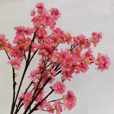 Wholesale New Pink Artificial Large Branch Cherry Blossom Artificial Flowers for Home Wedding Scene Ornamental Flower