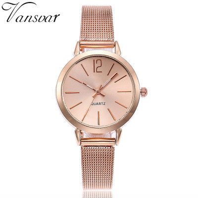 AliExpress Amazon Hot Selling Alloy Fine Mesh Belt Simple Women's Watch Fashion Large Digital Quartz Watch Now