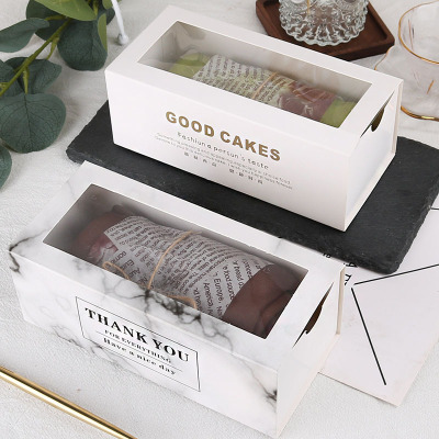 Towel Roll Drawer Box Cake Roll Packaging Paper Box Transparent Window Western Point Swiss Roll Packing Box 1800 Sets/Box