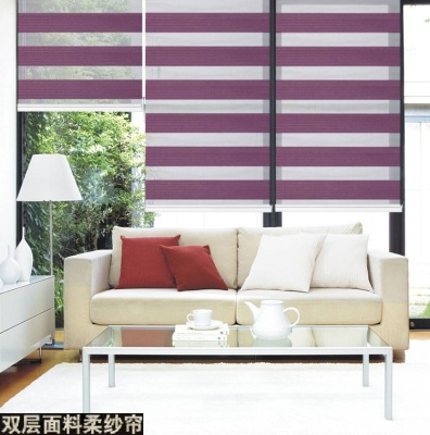 Double-Layer Soft Gauze Shutter Curtain Shading Korean Louver Curtain Bedroom Kitchen Living Room