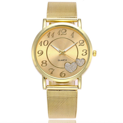 New AliExpress Hot Sale Gold Mesh Strap Watch Geneva Love Mesh Women Quartz Watch