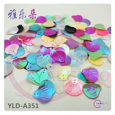 Yaleduo 18x20mm Medium Shell Sequins AB Magic Color Scale Sequin Fan-Shaped Stage Clothing Factory Pin DIY Accessories