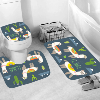 U-Shaped Toilet Floor Mat Stickers Three-Piece Foot Mat Floor Mat Bathroom Entrance Absorbent Carpet Toilet Non-Slip Mat