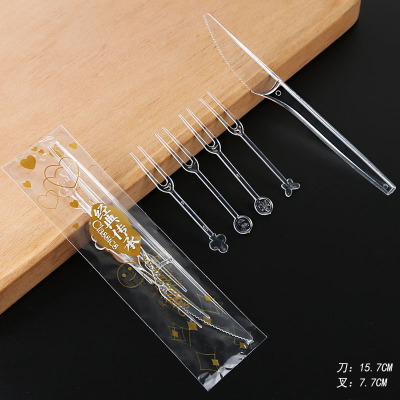 Heritage Disposable Moon Cake Knife and Fork Mid-Autumn Festival Matching Knife and Fork Western Point Bread Knife and Fork 4000 Sets/Box Wholesale