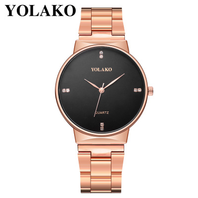 Foreign Trade Hot Sale Yolako Brand Alloy Steel Belt Watch Simple Ultra-Thin Diamond Dial Casual Quartz Watch
