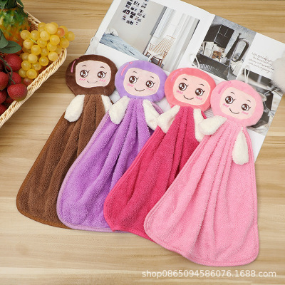 Household Cute Cartoon Hanging Hand Towel Fashion Lazybones Rag Kitchen Household Dish Towel Supply Customized Wholesale