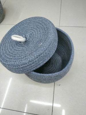 Cotton Braided with Cover Storage Basket