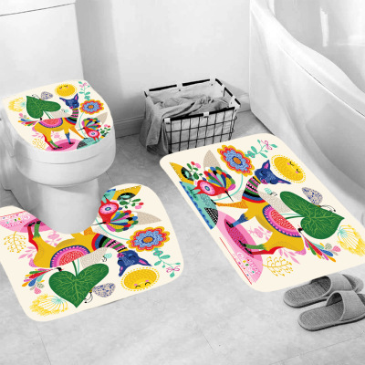 Toilet Floor Mat Three-Piece Non-Slip Mat Toilet Mat Bathroom Door Mat Cartoon Animal Customized Floor Mat Wholesale