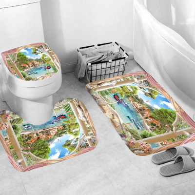 Bathroom Three-Piece Set Bathroom Toilet Floor Mat Non-Slip Foot Mat Bathroom Three-Piece Set Customized Wholesale