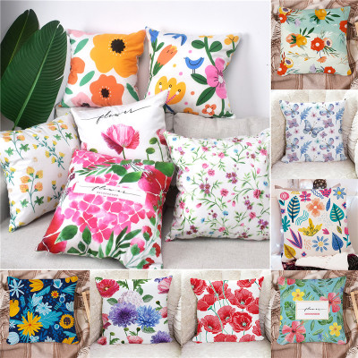 American Idyllic Small Floral Retro Pillow Printing Nordic Style Sofa Cushion Cover Thickened Living Room Removable and Washable