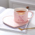 Simple Coffee Set Set Ins Style Afternoon Tea Peach Heart Couple Gold Rim Ceramic Cup with Gold Spoon Gift Cup