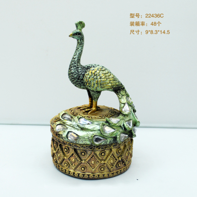 Resin Crafts Peacock Jewelry Box Domestic Ornaments Creative Couple Wedding Ceremony Products Wholesale