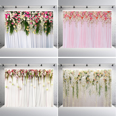 Exclusive for Cross-Border Photographic Background Cloth Batch Direct Supply Background Board Party Scene Background Valentine's Day Flower Wall Theme