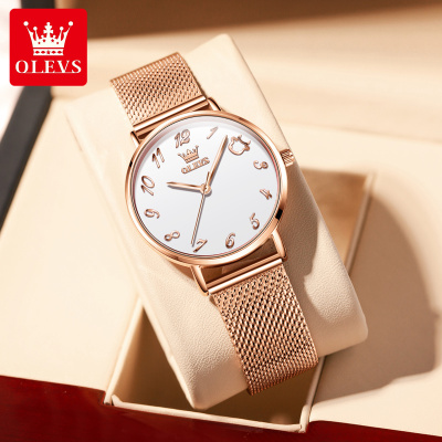Olevs Brand Watch Factory Quartz Watch Rose Gold Simple TikTok Hot Selling Live Waterproof Women's Watch Female