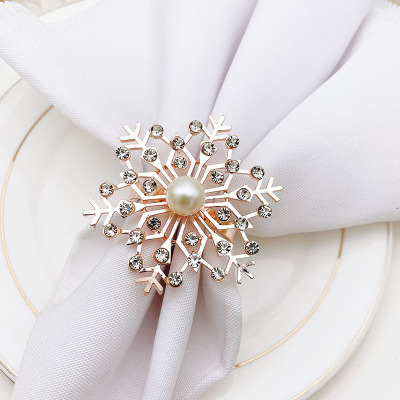 Hotel Christmas Rose Gold Snowflake Napkin Ring Napkin Ring Napkin Ring Napkin Ring Factory Wholesale