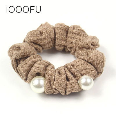 Beads Wide Linen Thick Hair Band Korean Hair Band Wide Rubber Bands White Collar Commuter Hair Band Bracelet Brooch Three-Purpose
