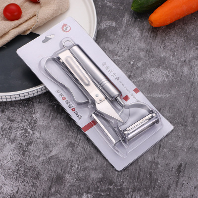 Stainless Steel Kitchen Gadget Peeler Three-Piece Set Multifunctional Planer Tool Fruit Knife Pull Grater Hair Removal Tool Logo