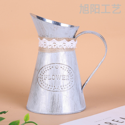 New European and American Retro Pastoral Style Iron Home Decoration Flower Pot Gardening Potted Planting Iron Bucket Factory Wholesale