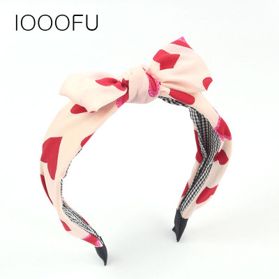 Korean Love Fabric Wide Headband Bow Hair Band Hair Accessories Set Cute Bright Color Wide-Edged Headband Women