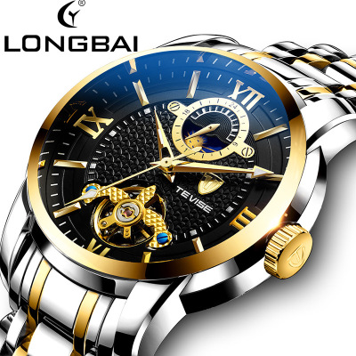 Brand Tourbillon Automatic Mechanical Men's Watch New Watrproof Watch Luminous Steel Strap Watch Fashion Wholesale Delivery