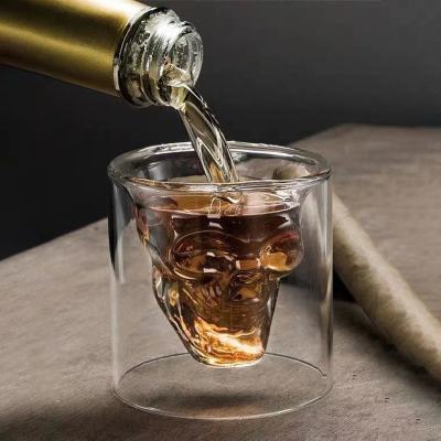 Double-Layer Glass Wine Glass Foreign Wine Whiskey Creative Wine Cocktail Personality Skull Wine Bottle Vodka Wine Glass