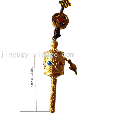 Tibetan Style Prayer Wheel Pendant Automobile Hanging Ornament Prayer Wheel Auspicious Chinese Knot Ornament Necklace