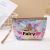INS Style Gradient Color Portable Cosmetic Bag Built-in Sequined Kawaii Storage Bag Girlish Style Cartoon Letter Bag