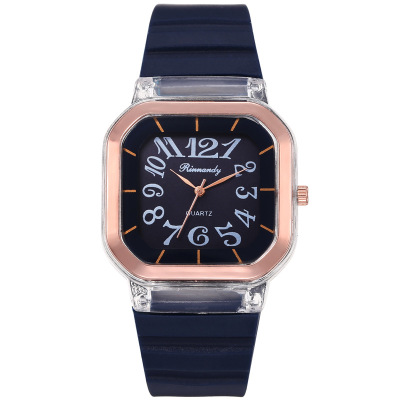AliExpress Women's Watch Simple Silicone Strap Square Dial Digital Printing Pointer Quartz Wrist Watch Wholesale