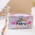 INS Style Gradient Color Portable Cosmetic Bag Built-in Sequined Kawaii Storage Bag Girlish Style Cartoon Letter Bag