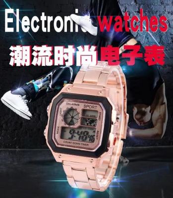 New Ins Style Korean Style Unicorn Small Square Steel Belt Alloy Watch Male and Female Students Sports Waterproof Electronic Watch