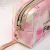 INS Style Gradient Color Portable Cosmetic Bag Built-in Sequined Kawaii Storage Bag Girlish Style Cartoon Letter Bag