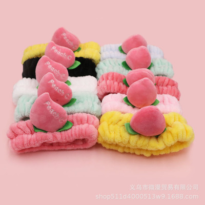 INS Fruit Hair Band Cute Girl Heart Peach Hair Band Headband with Letters without Letters Full Color Hair