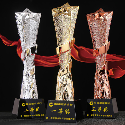 Trophy Customized Customized Five-Pointed Star Thumb Excellent Staff Metal Resin Creative Football Basketball Crystal Trophy
