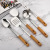 Factory Supplier Non-Magnetic Stainless Steel Kitchenware Wood Grain Lengthen and Thicken Stainless Steel Ladel Kitchen Suit 7-Piece Set