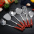 Red Solid Wooden Handle Stainless Steel Spatula Kitchen Supplies Soup Spoon Big Strainer Thickened and Anti-Scald Heat Insulation Kitchenware Set Shovel