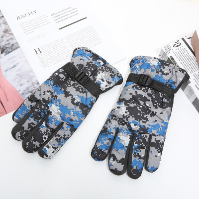 Men's Autumn and Winter Riding Gloves plus Velvet and Cotton Thickened Touch Screen Finger Gloves Winter Outdoors Warm Gloves